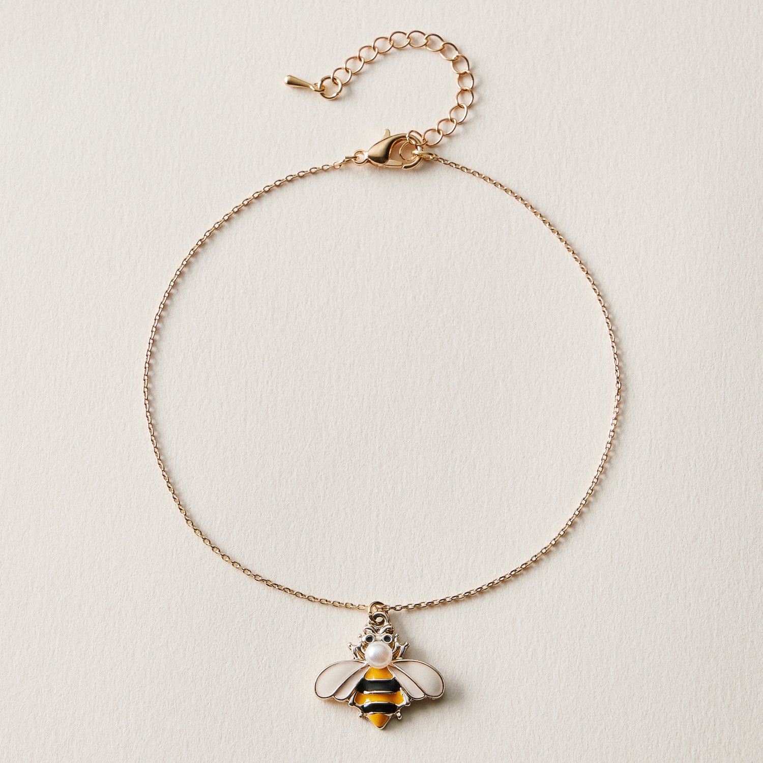 Bee Charm Anklet | Pearl Accent Dainty Jewelry