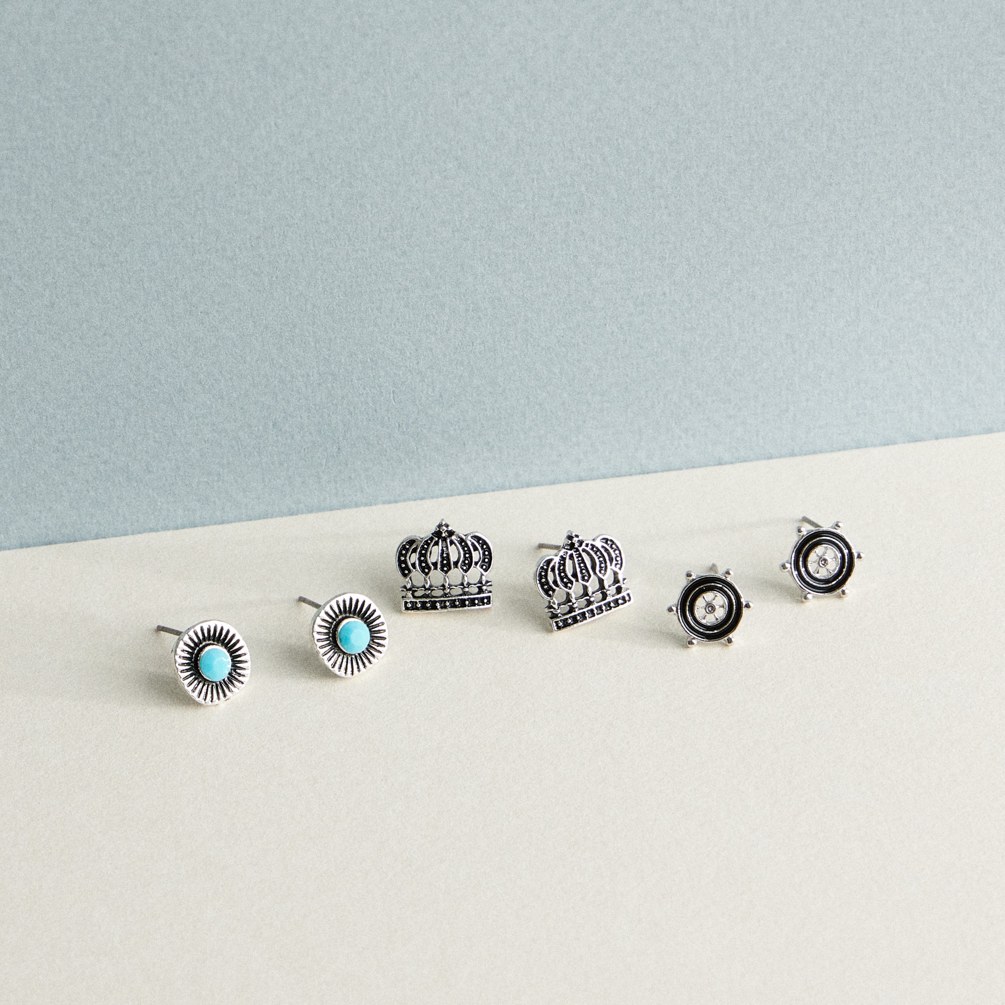 Western-Style Post Earrings, Set of 3