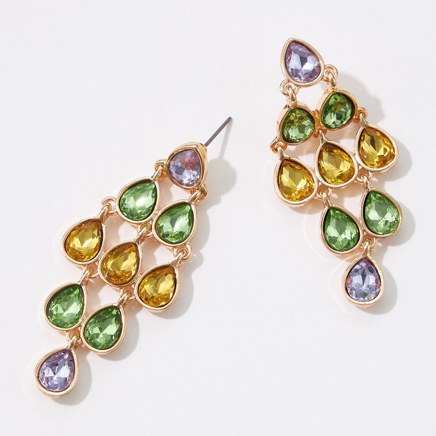 Tear Drop Glass Earrings for Mardi Gras