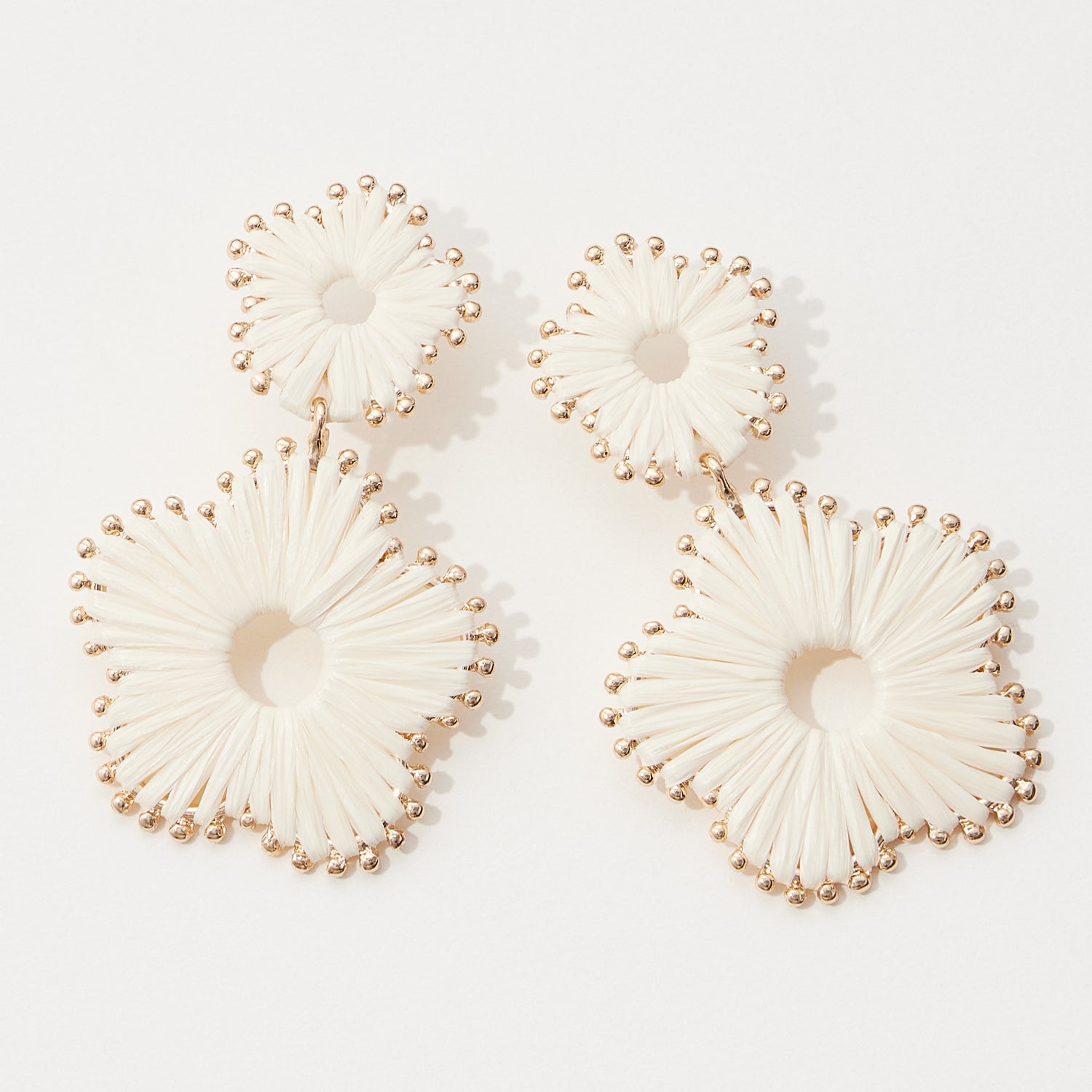 Raffia Wrapped Flower Post Earrings