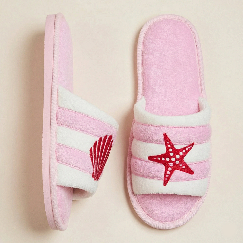 Sea Shell and Starfish Embroidered Terry Slipper - Frem