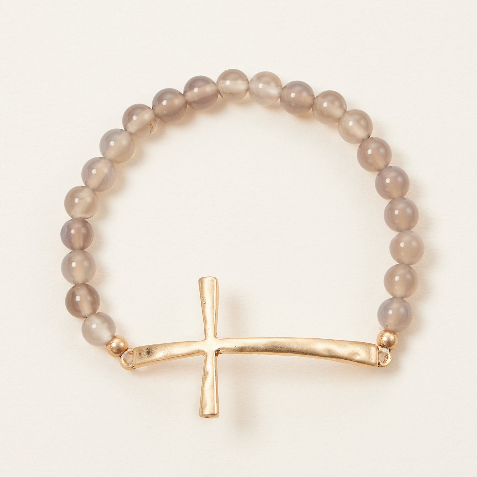 Metal Cross Pendant Natural Stone Bracelet - Frem
