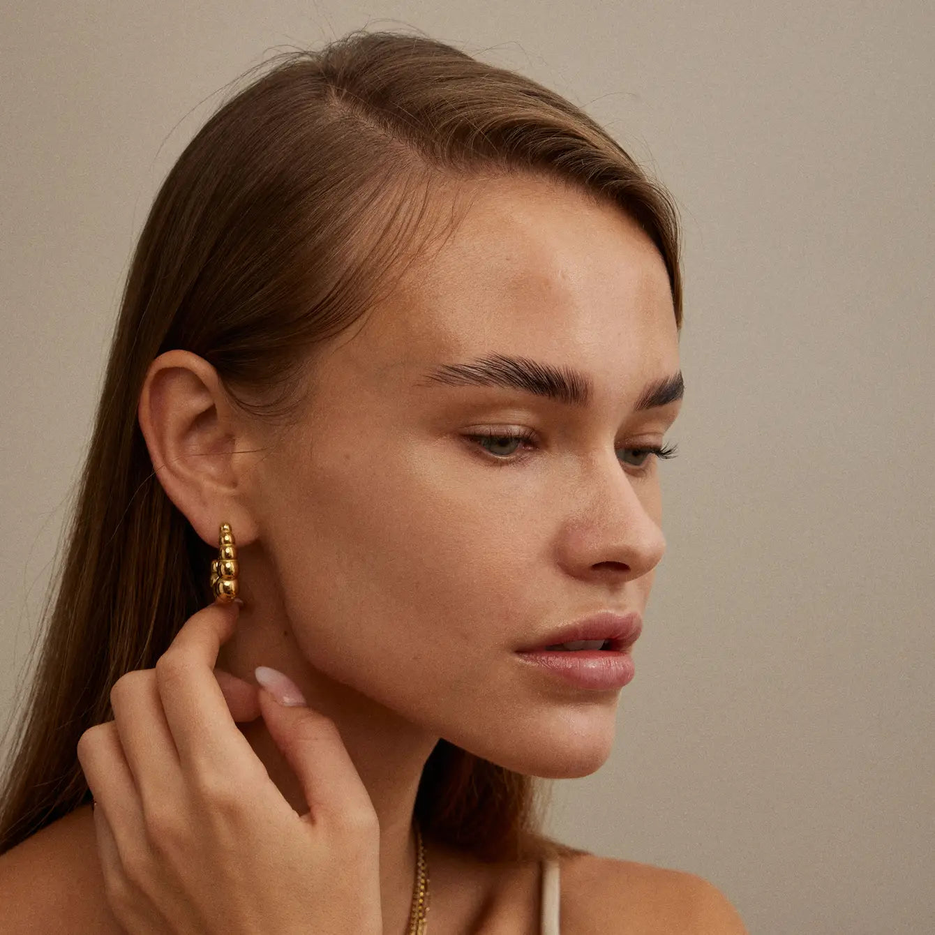 Elegant Gold Dip | Bubbled Stainless Steel Open Hoops
