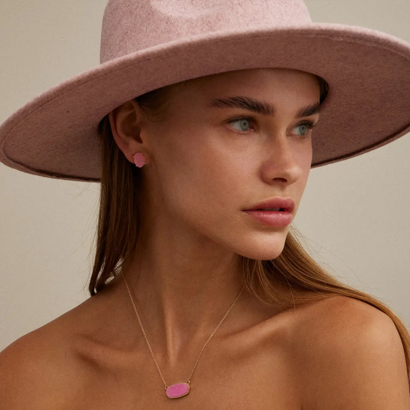 Organic Druzy Stone Stud Earrings