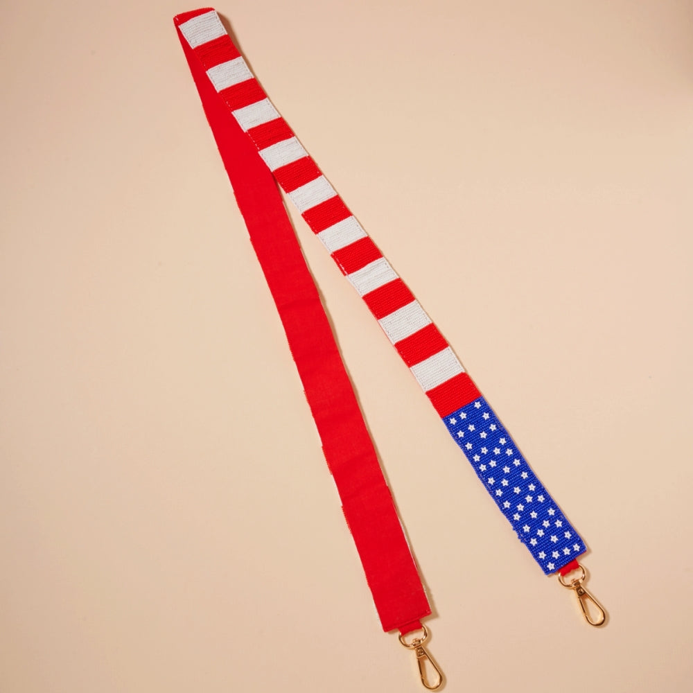 USA Flag Beaded Bag Strap