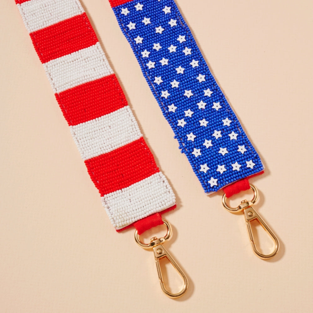 USA Flag Beaded Bag Strap