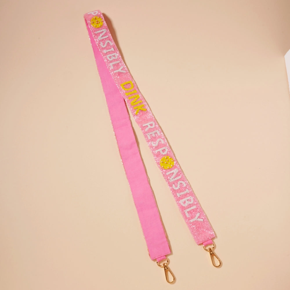 Pink Beaded Bag Strap