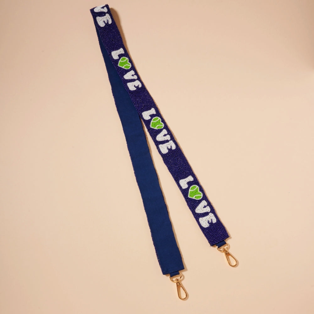 Blue Love Beaded Bag Strap