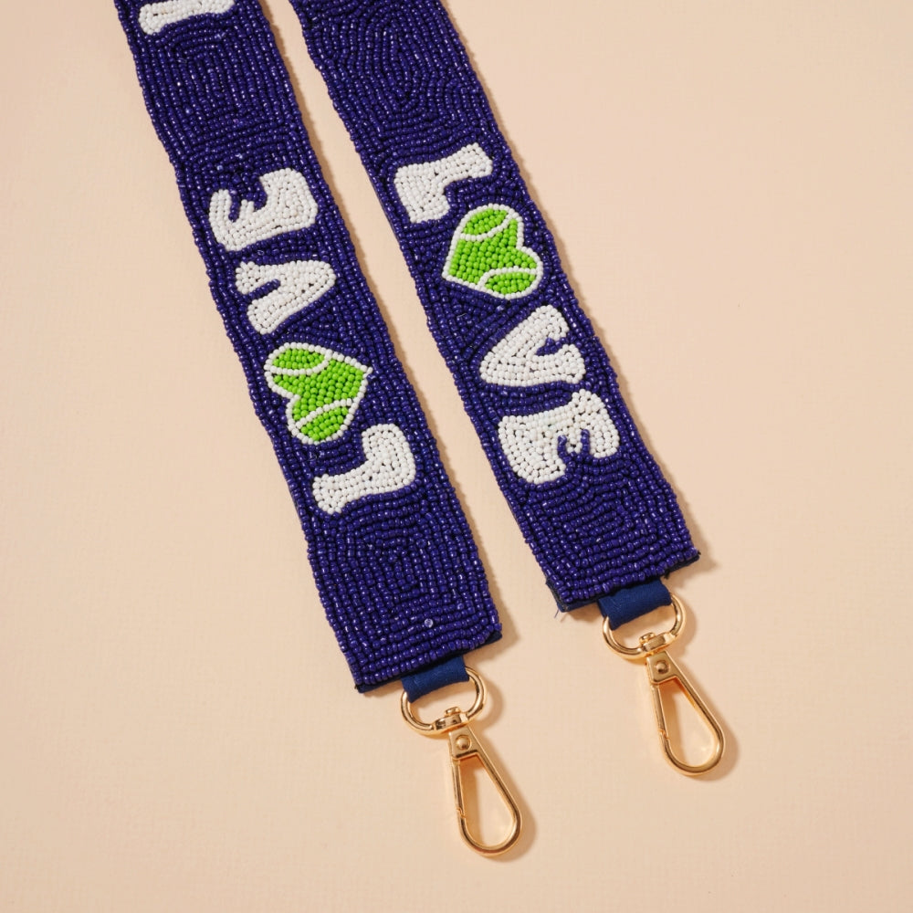 Blue Love Beaded Bag Strap