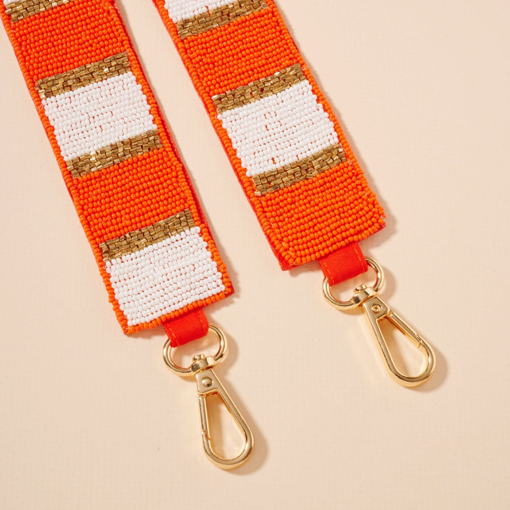 Striped Seed Bead Bag Strap