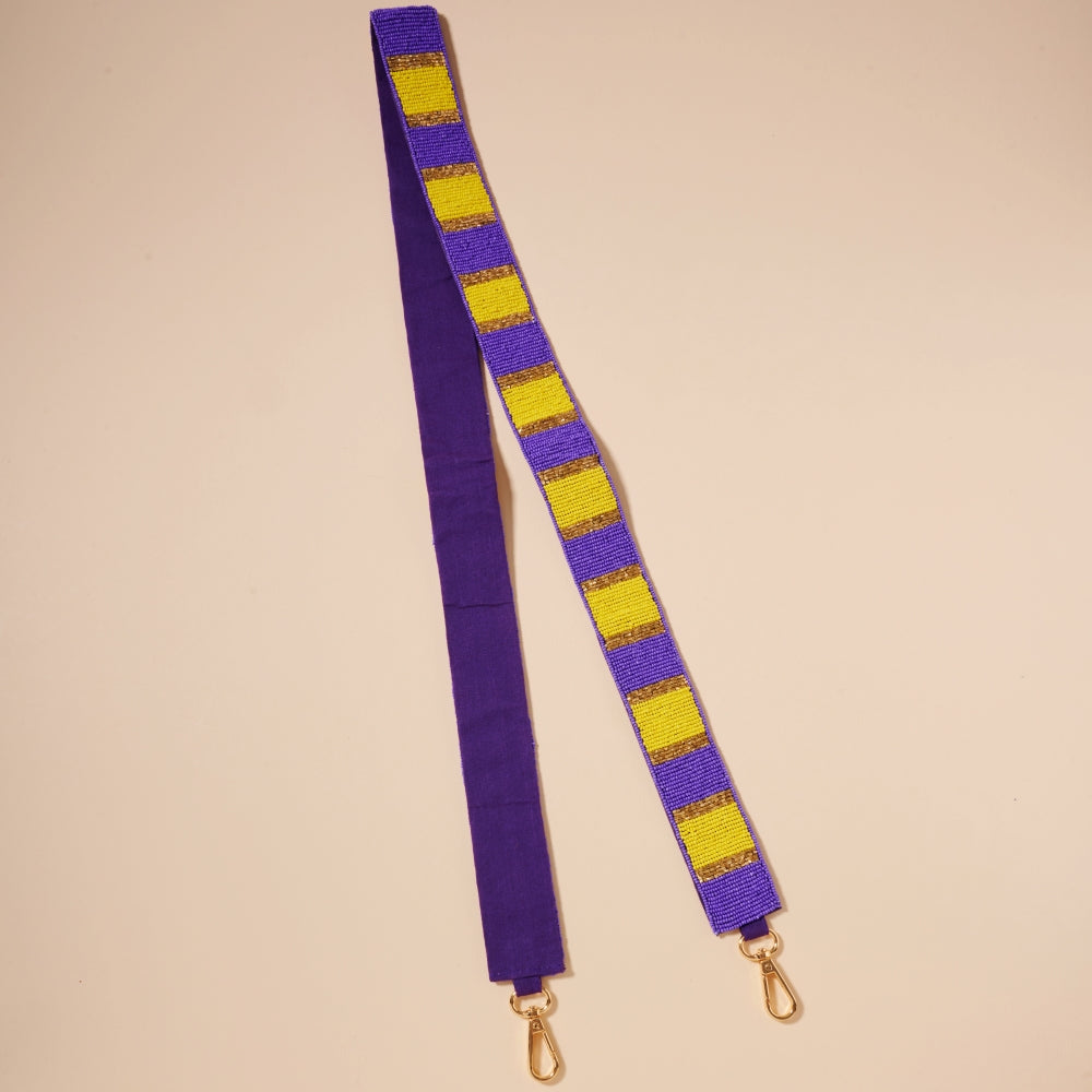 Striped Seed Bead Bag Strap
