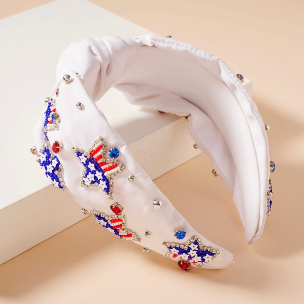 USA Beaded Knot Headband