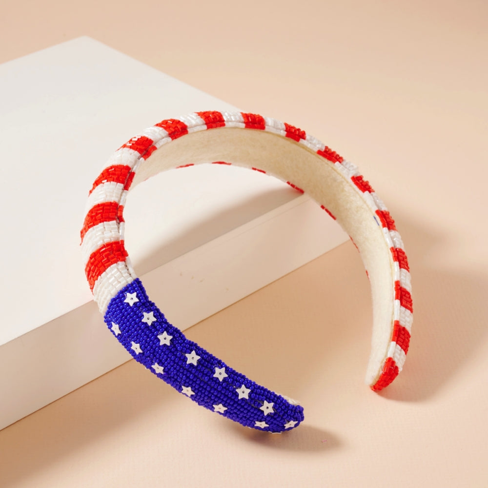 USA Flag Seed Bead Headband