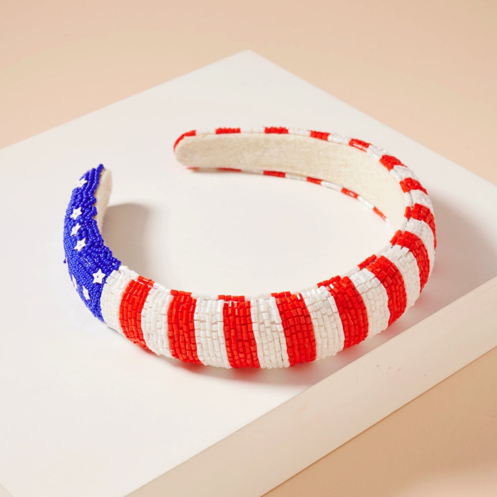 USA Flag Seed Bead Headband