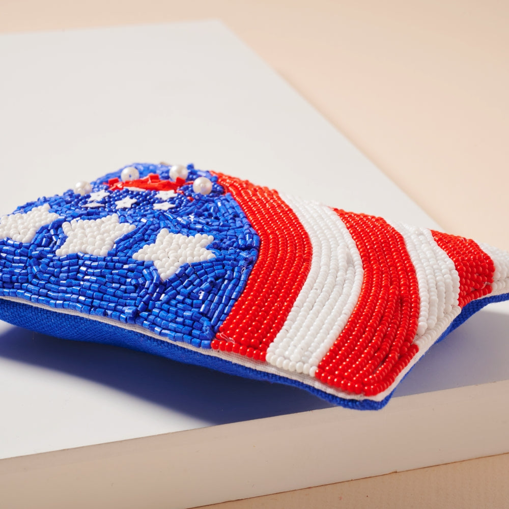 USA Paw Seed Bead Coin Pouch