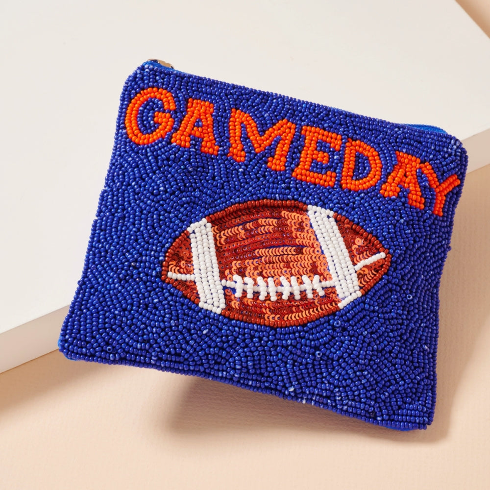 Beaded Game Day Football Mini Pouch