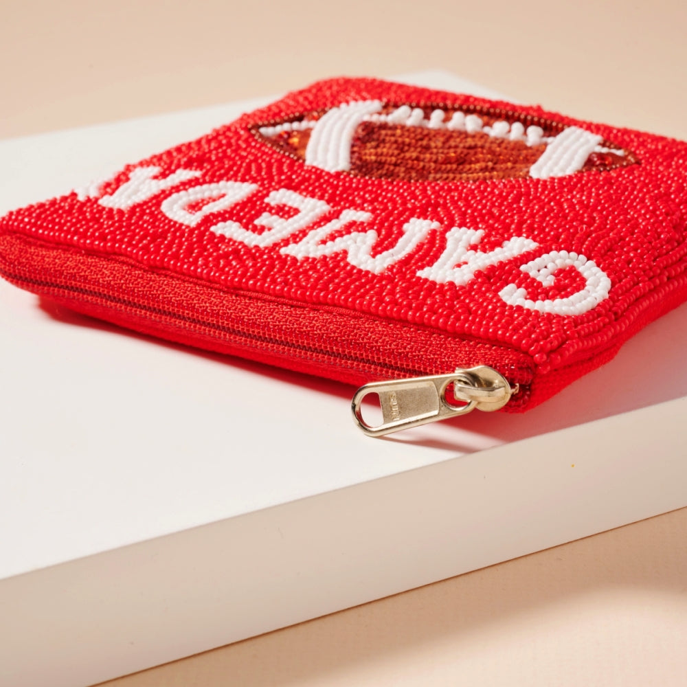 Beaded Game Day Football Mini Pouch