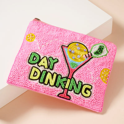 "Day Dinking" Bead Coin Pouch