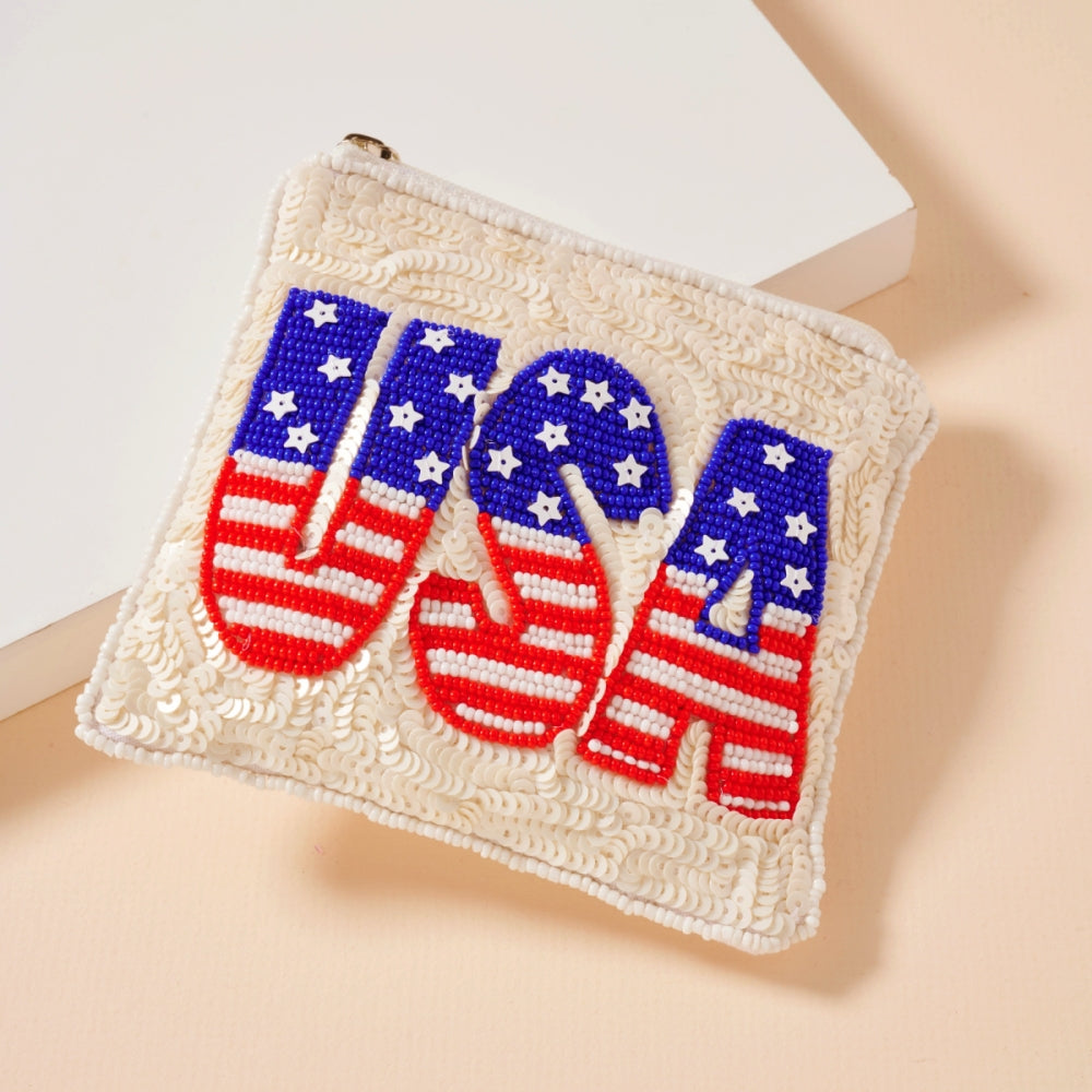 USA Seed Bead Coin Pouch