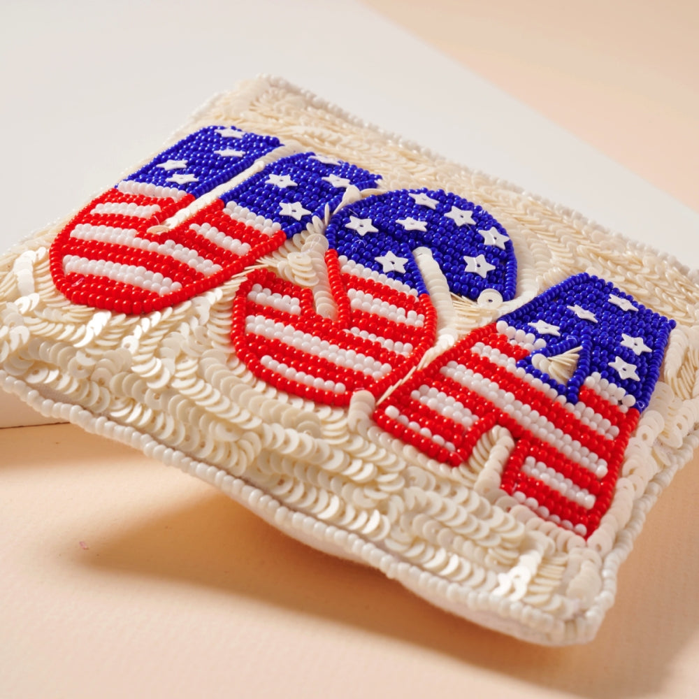 USA Seed Bead Coin Pouch