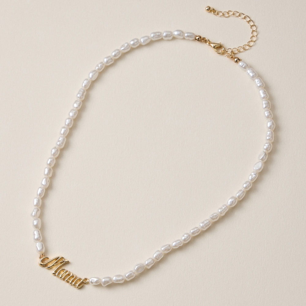 Mama Beaded Pearl Necklace