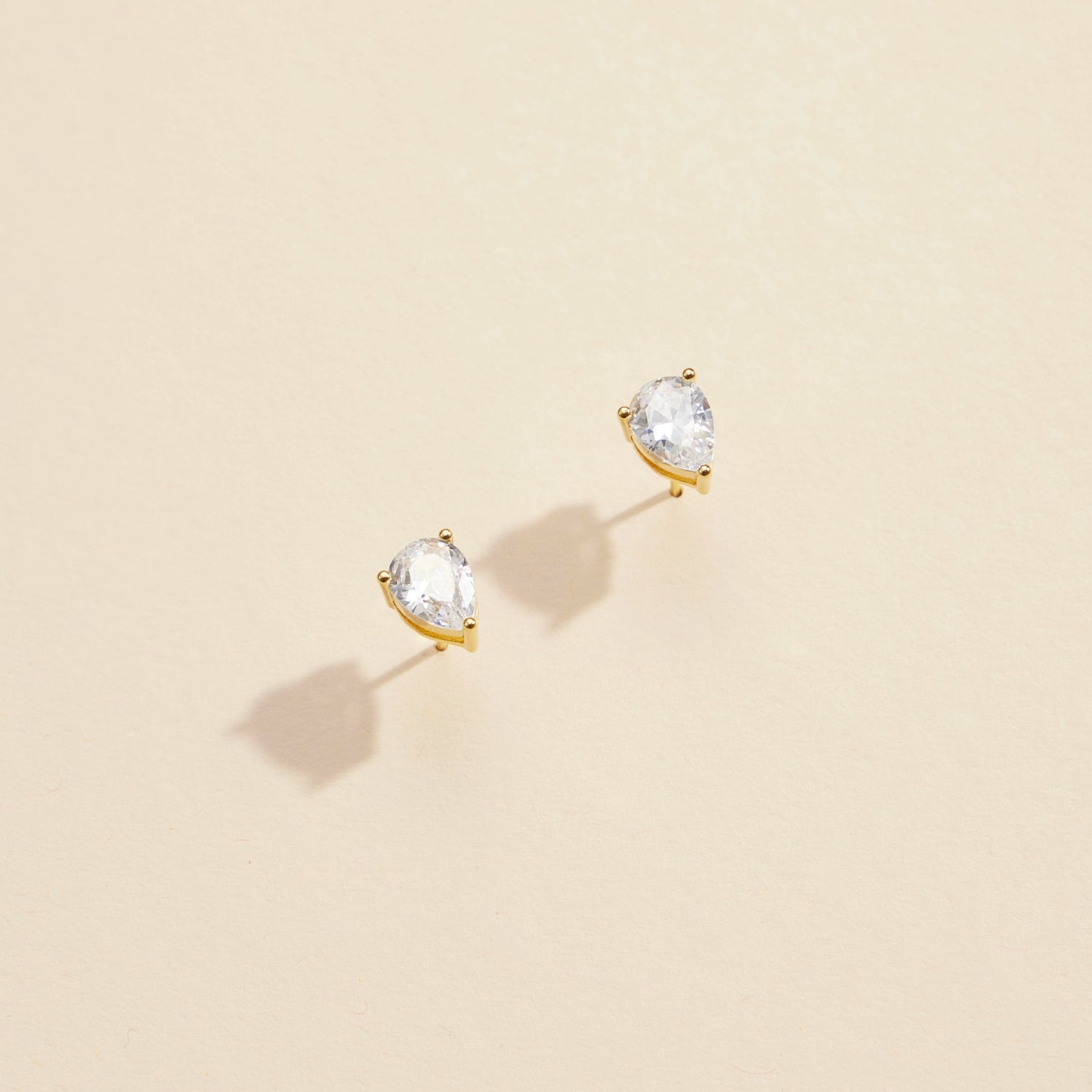 Elegant Teardrop CZ Gold-Dipped Stud Earrings