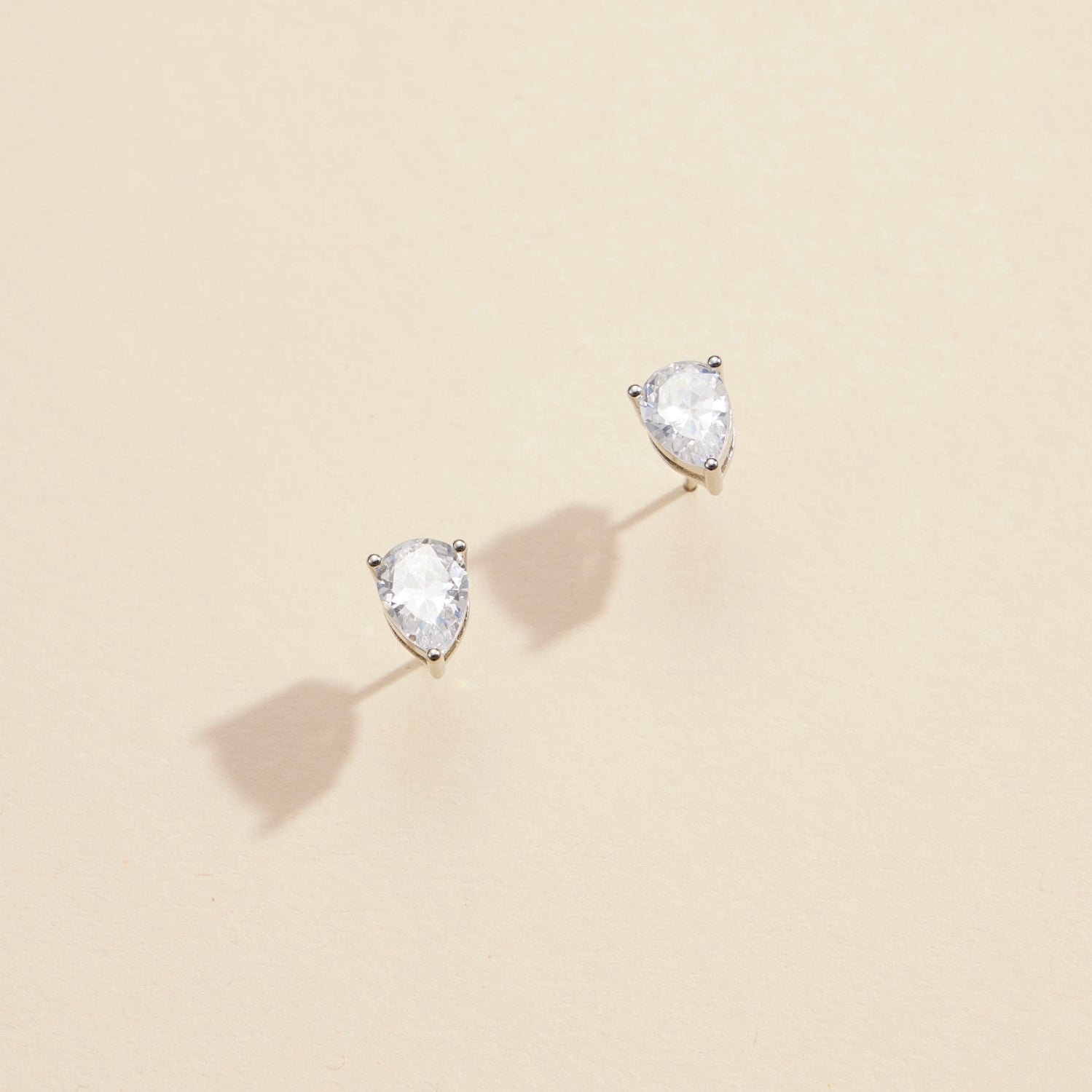 Elegant Teardrop CZ Gold-Dipped Stud Earrings