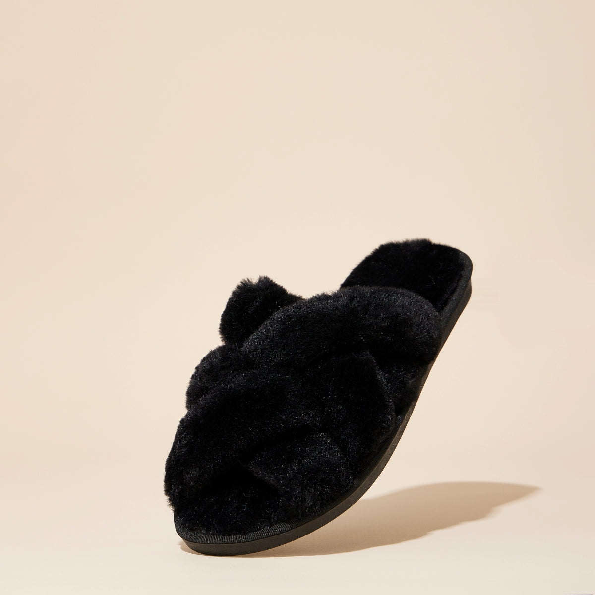 Open-Toe Braided Fuzzy Home Slippers for Christmas Gift