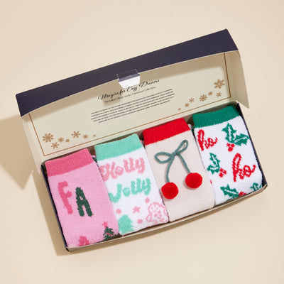 Holiday Fuzzy Socks Gift Set – 4 Pairs for Christmas Gift