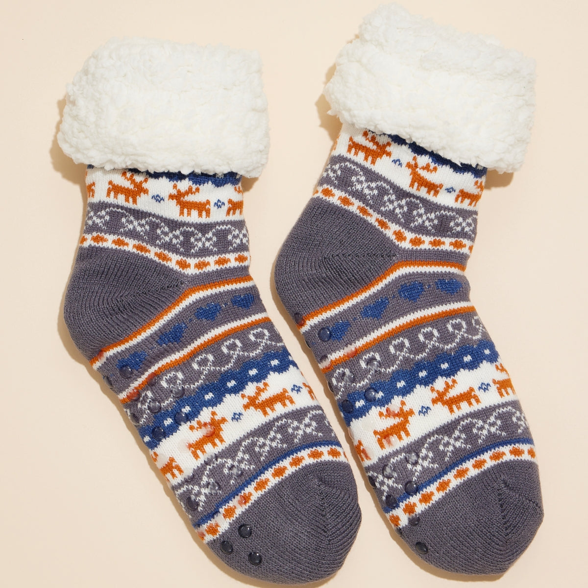 Reindeer Fleece Lined Knit Socks – Assorted Colors