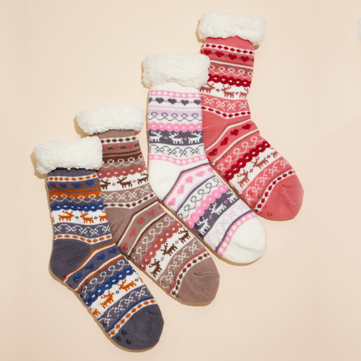 Christmas Fuzzy Socks Assorted Pack of 4