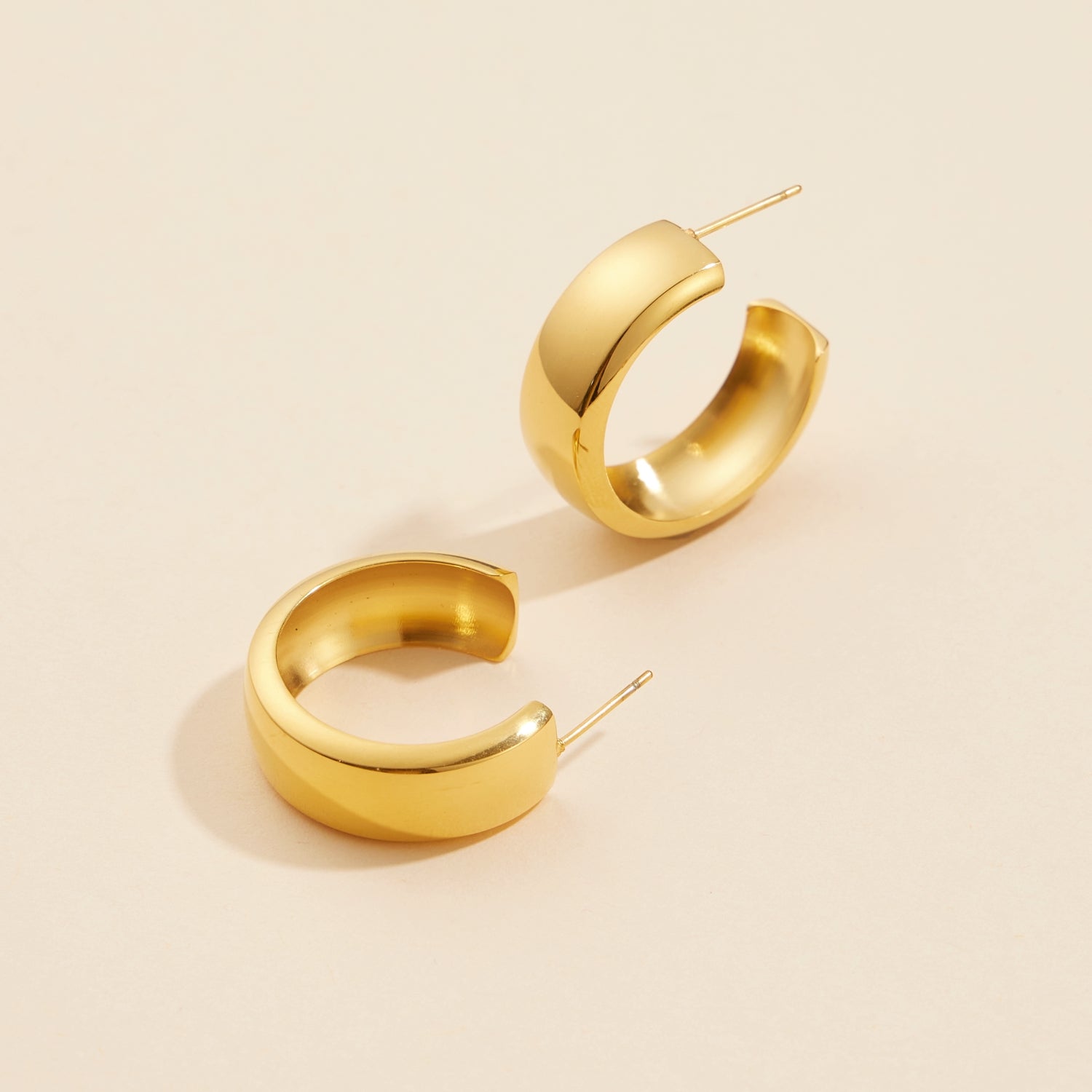 Refined Gold Dip Stainless Steel Open Hoop Earrings - Frem