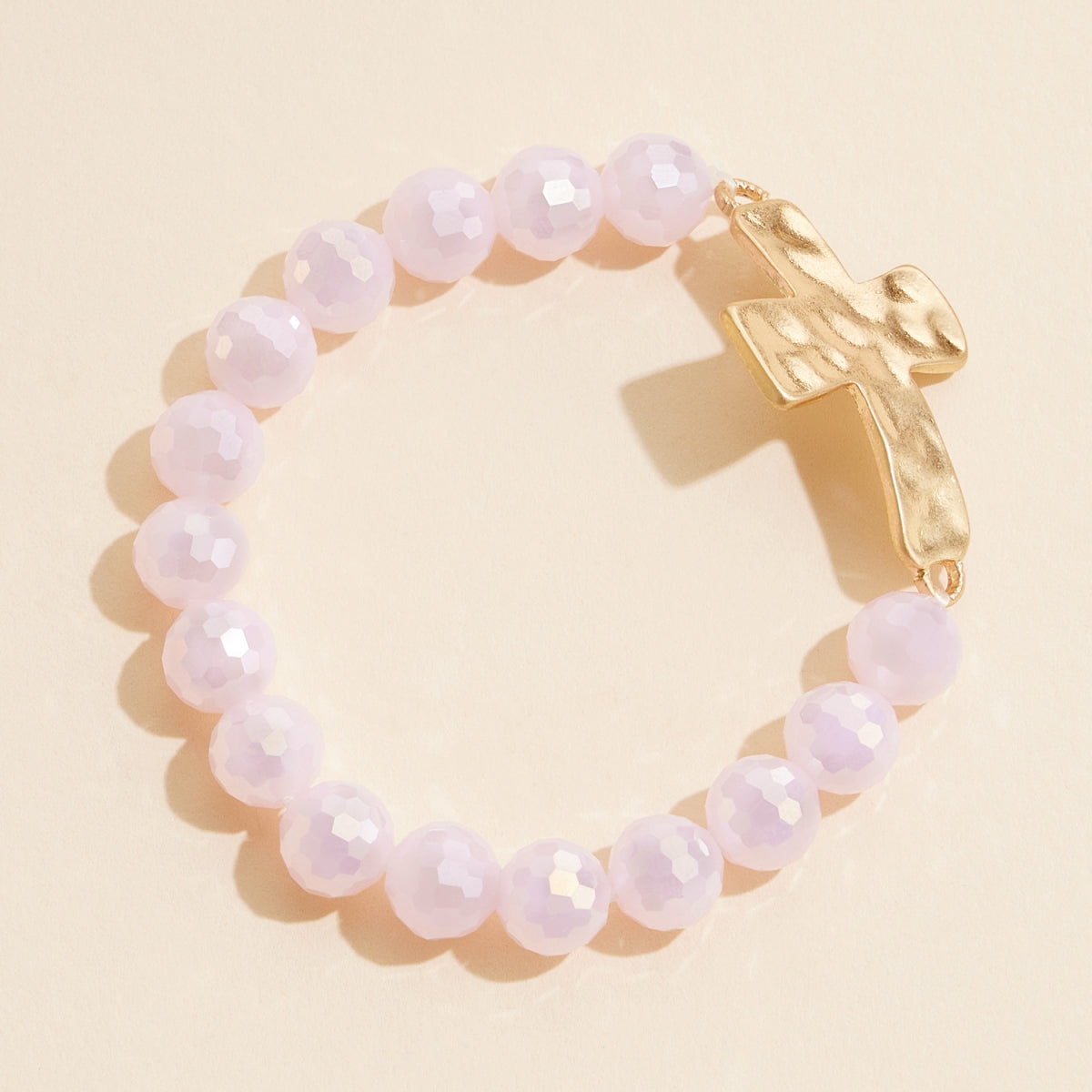 Glass Bead Bracelet with Cross Charm