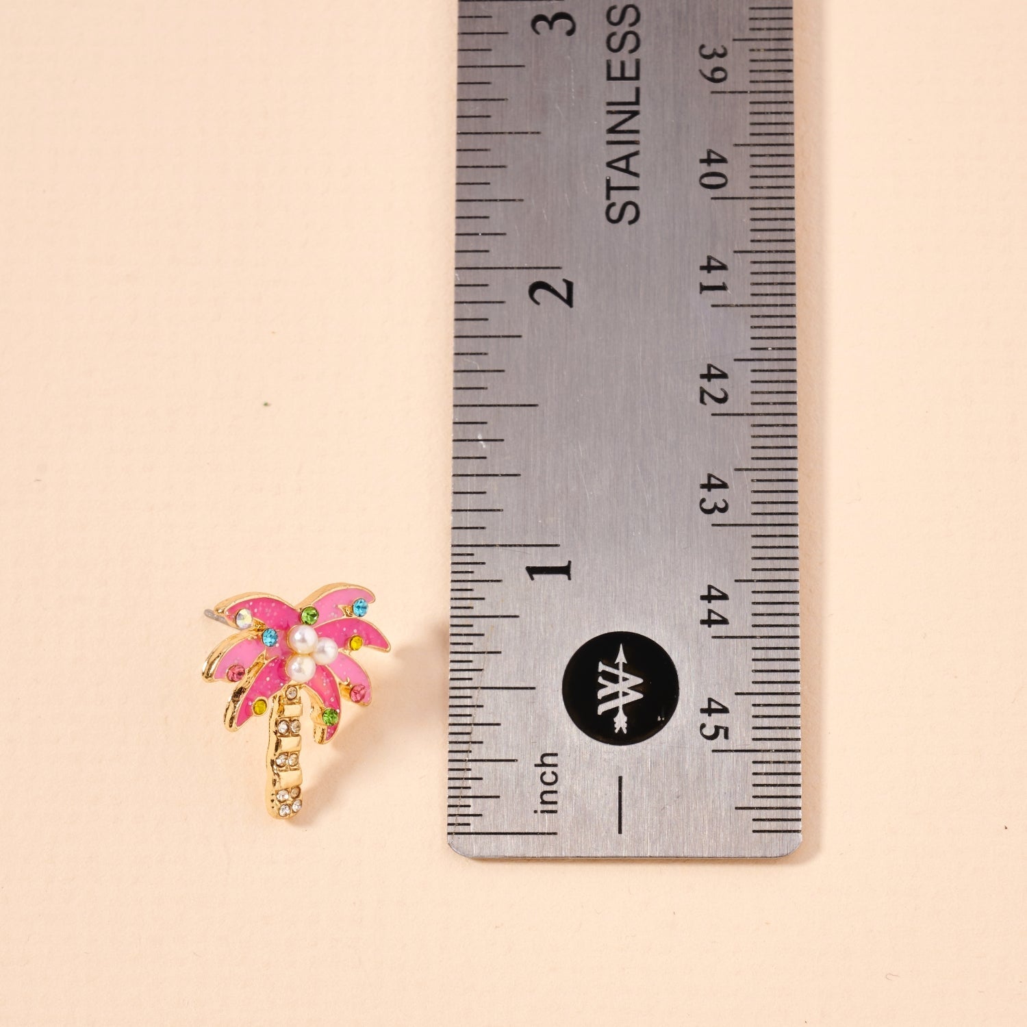 Tropical Palm Tree Holiday Enamel Stud Earrings | Christmas-palm-tree-enamel-stud-earrings - Frem