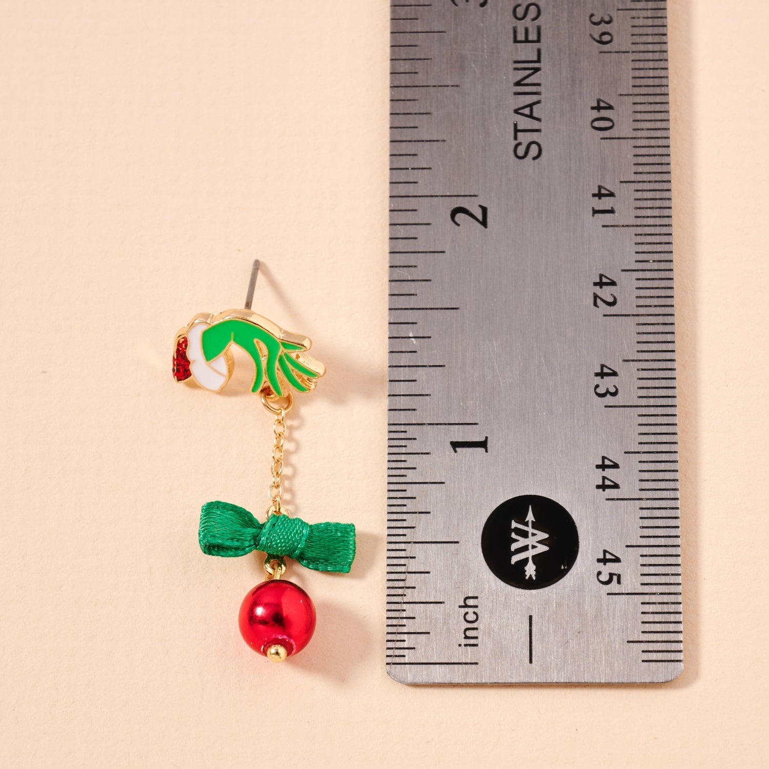 Whimsical Green Monster & Ornament Holiday Drop Earrings