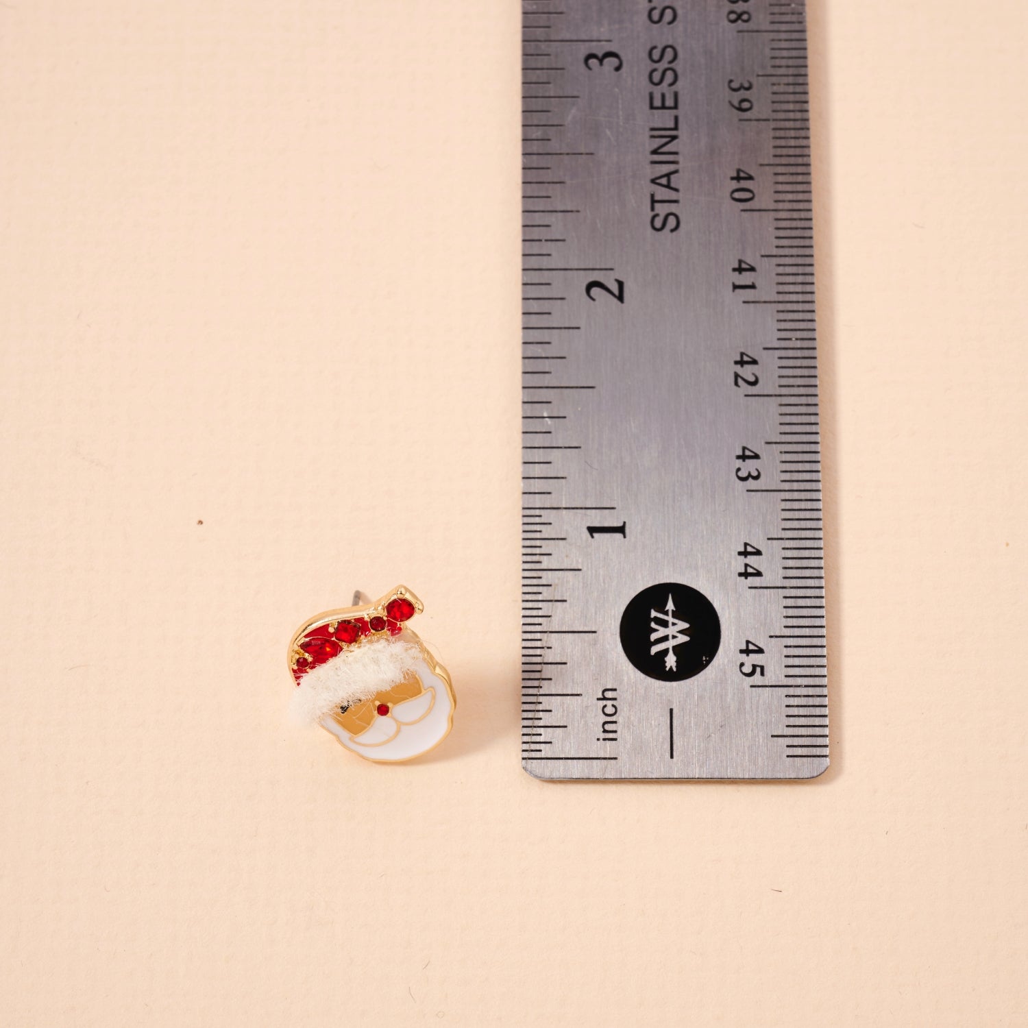 Santa Claus Stud Earrings | Red Rhinestone Christmas Earrings