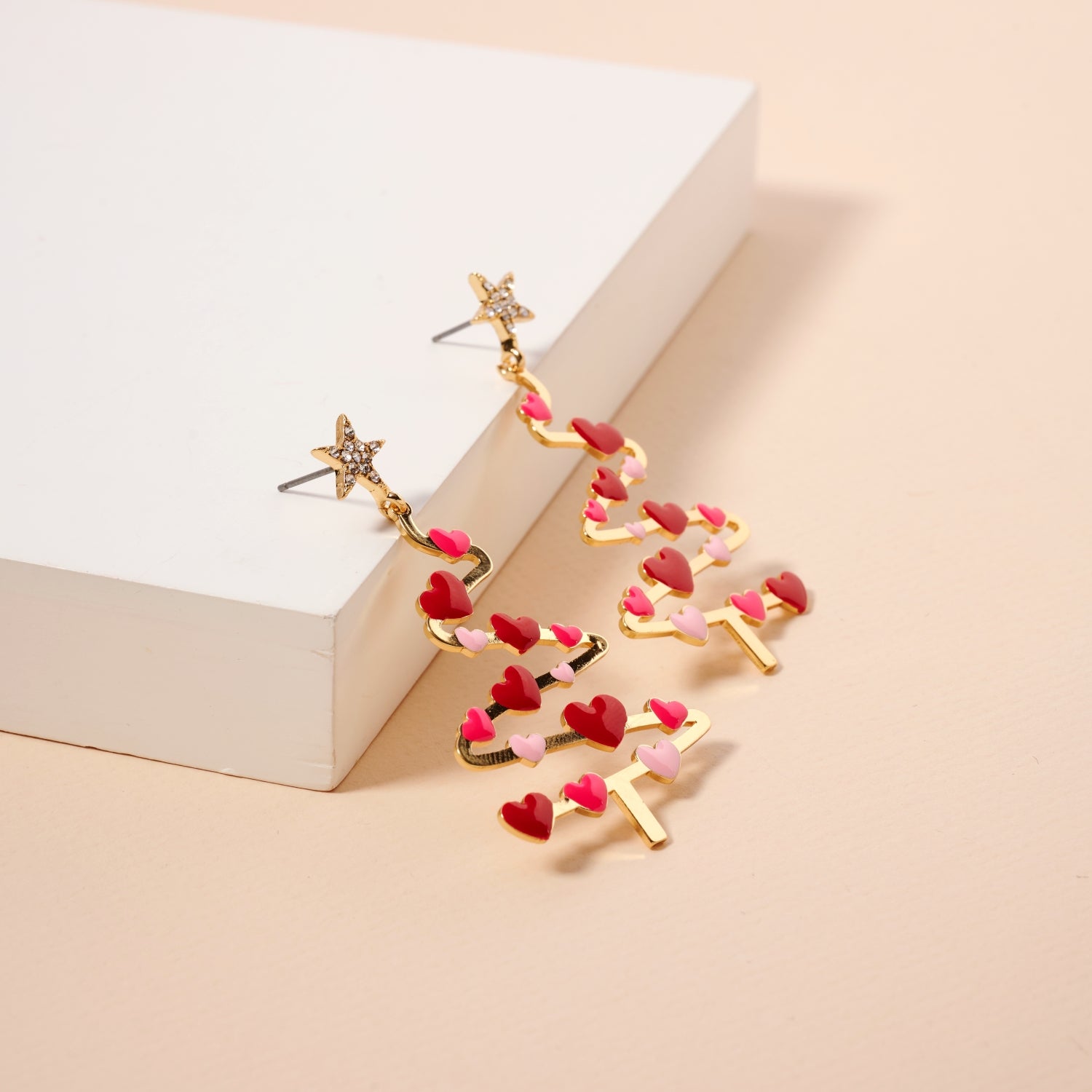 Christmas Tree & Hearts | Dangling Earrings