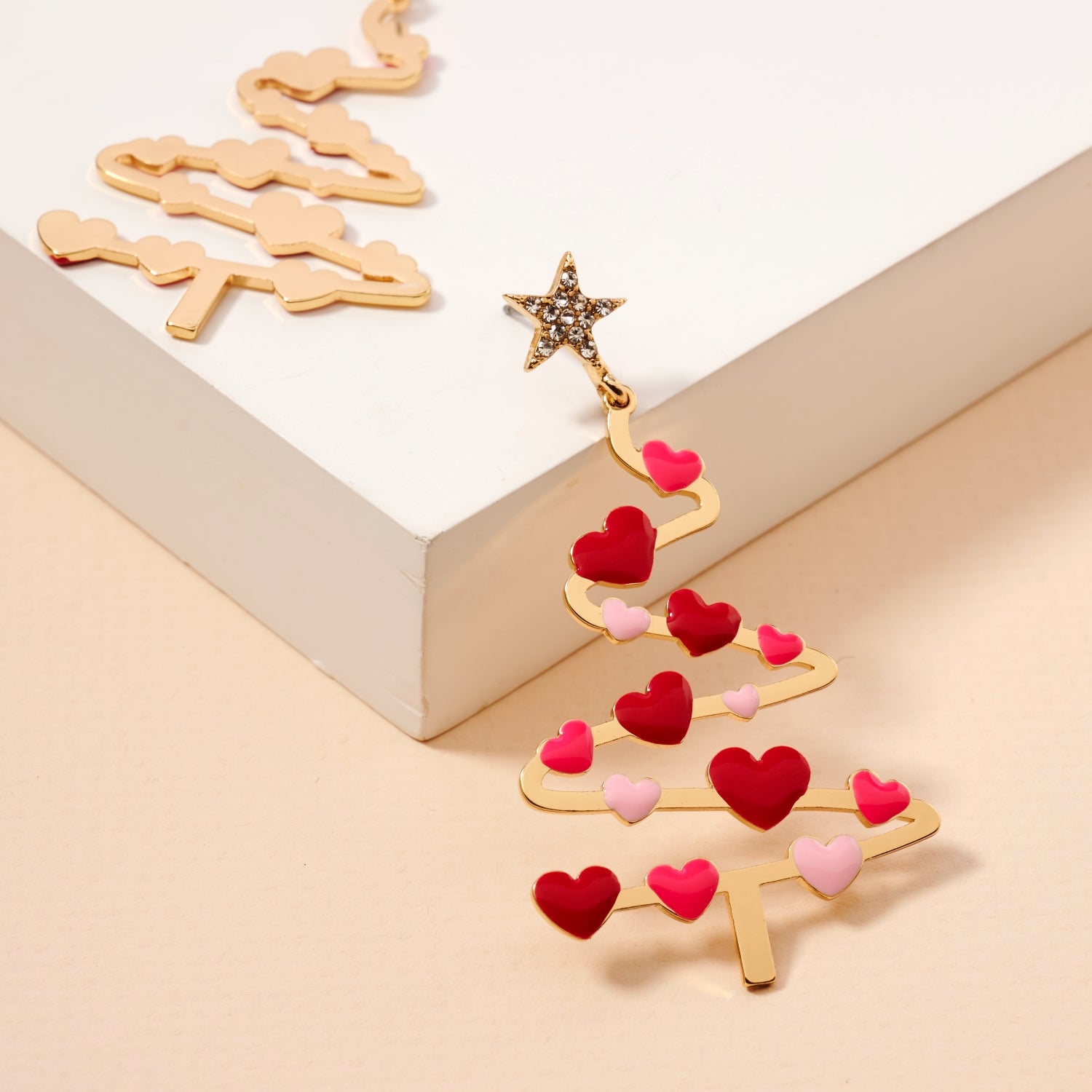 Christmas Tree & Hearts | Dangling Earrings