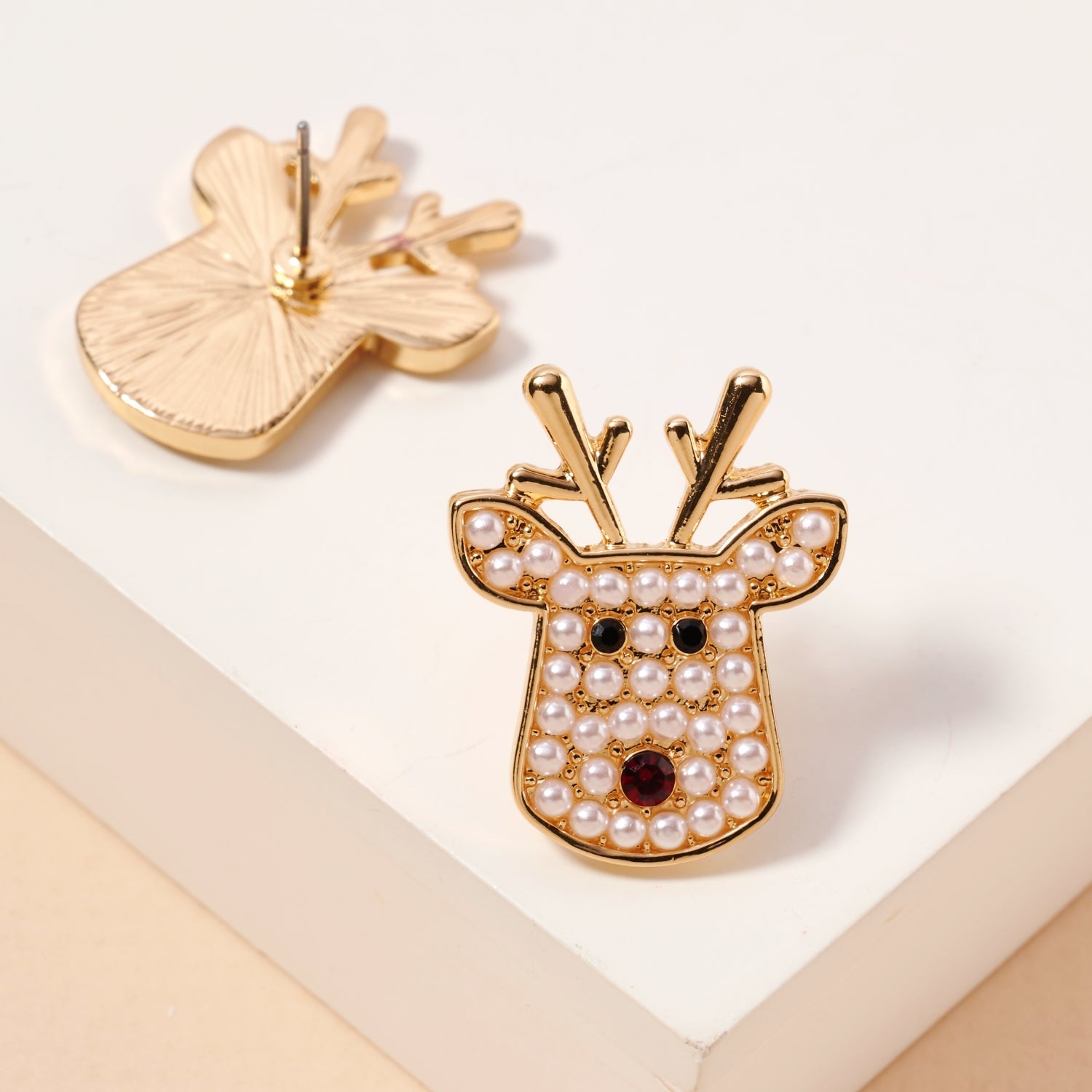 Christmas Rudolph Head Stud Earrings