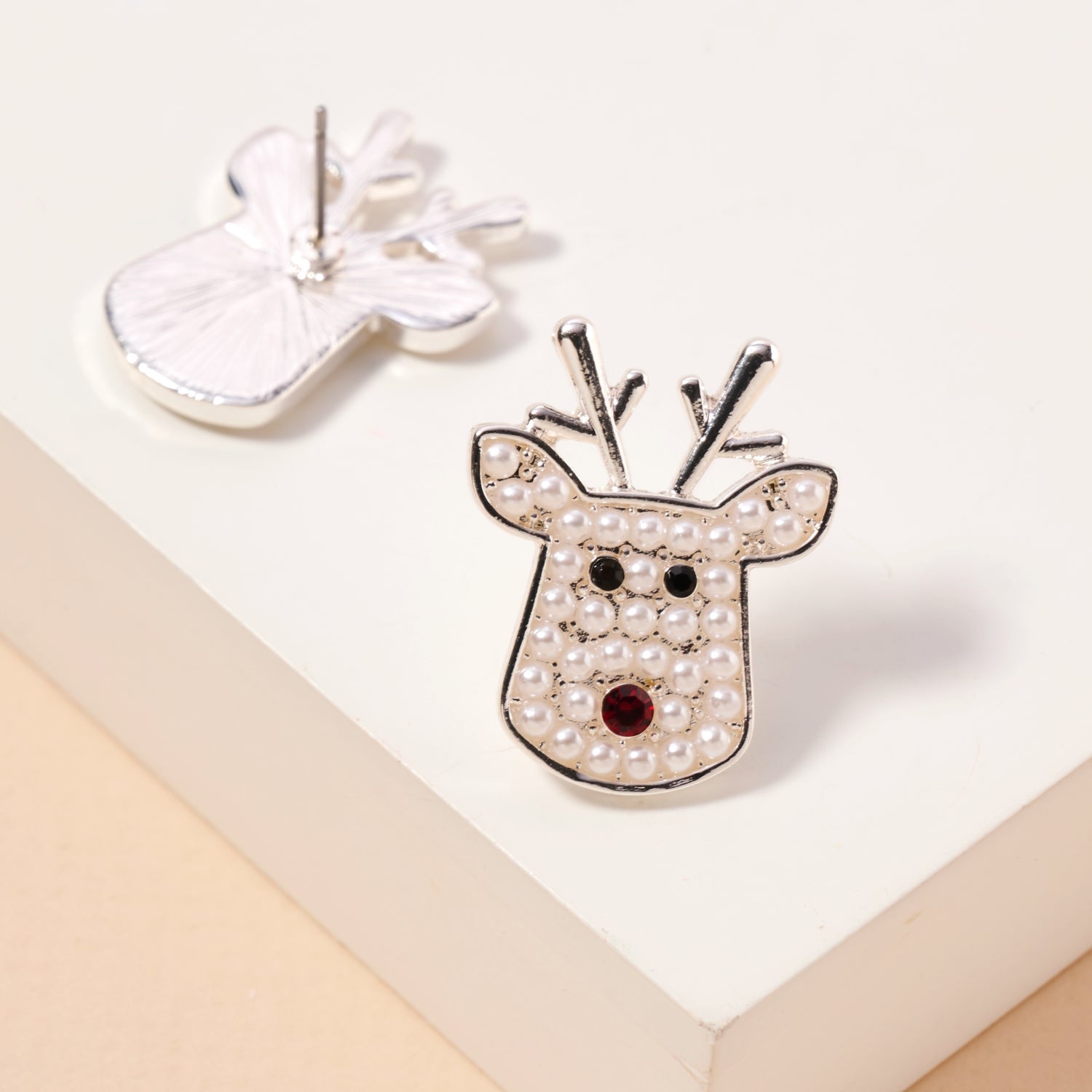 Christmas Rudolph Head Stud Earrings