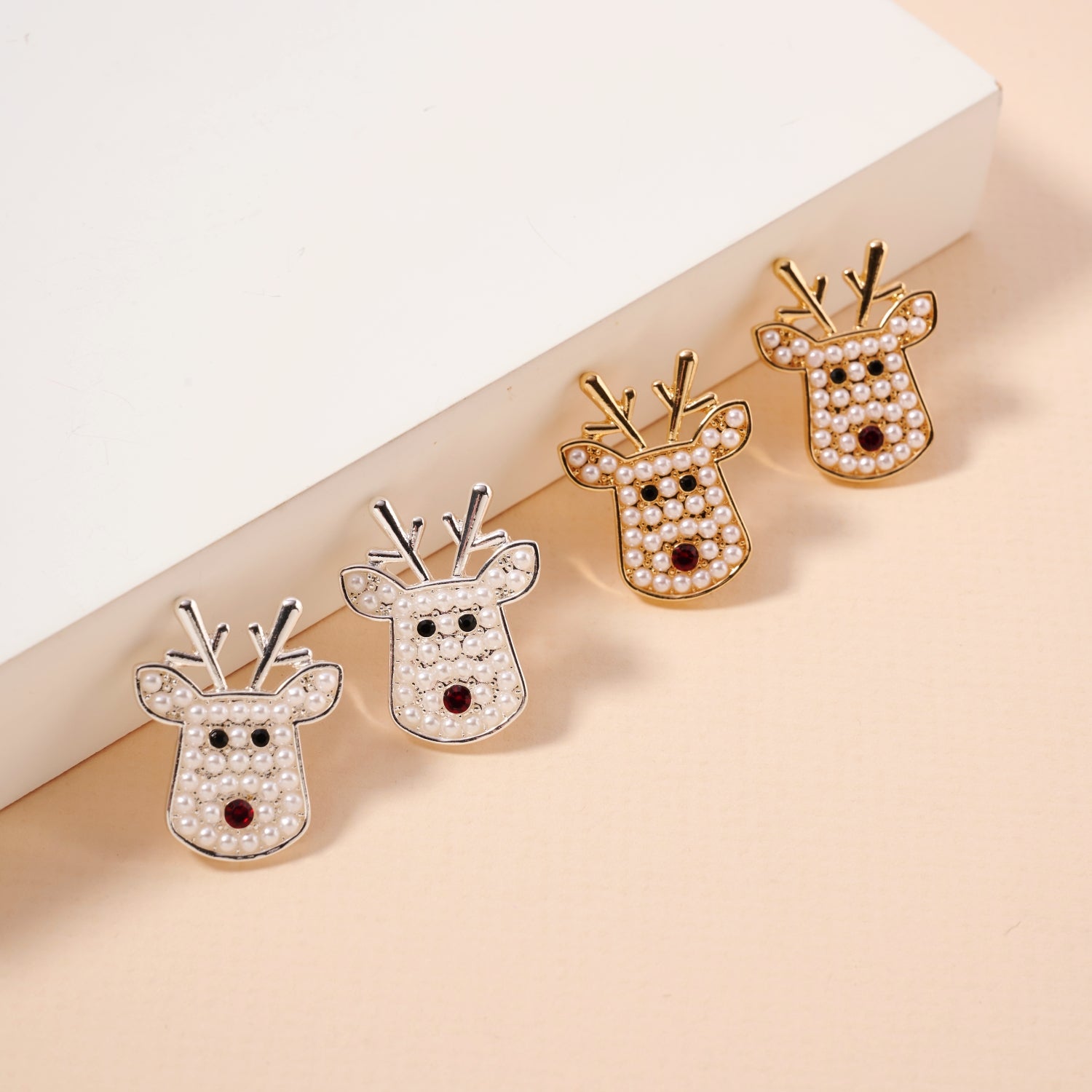 Christmas Rudolph Head Stud Earrings