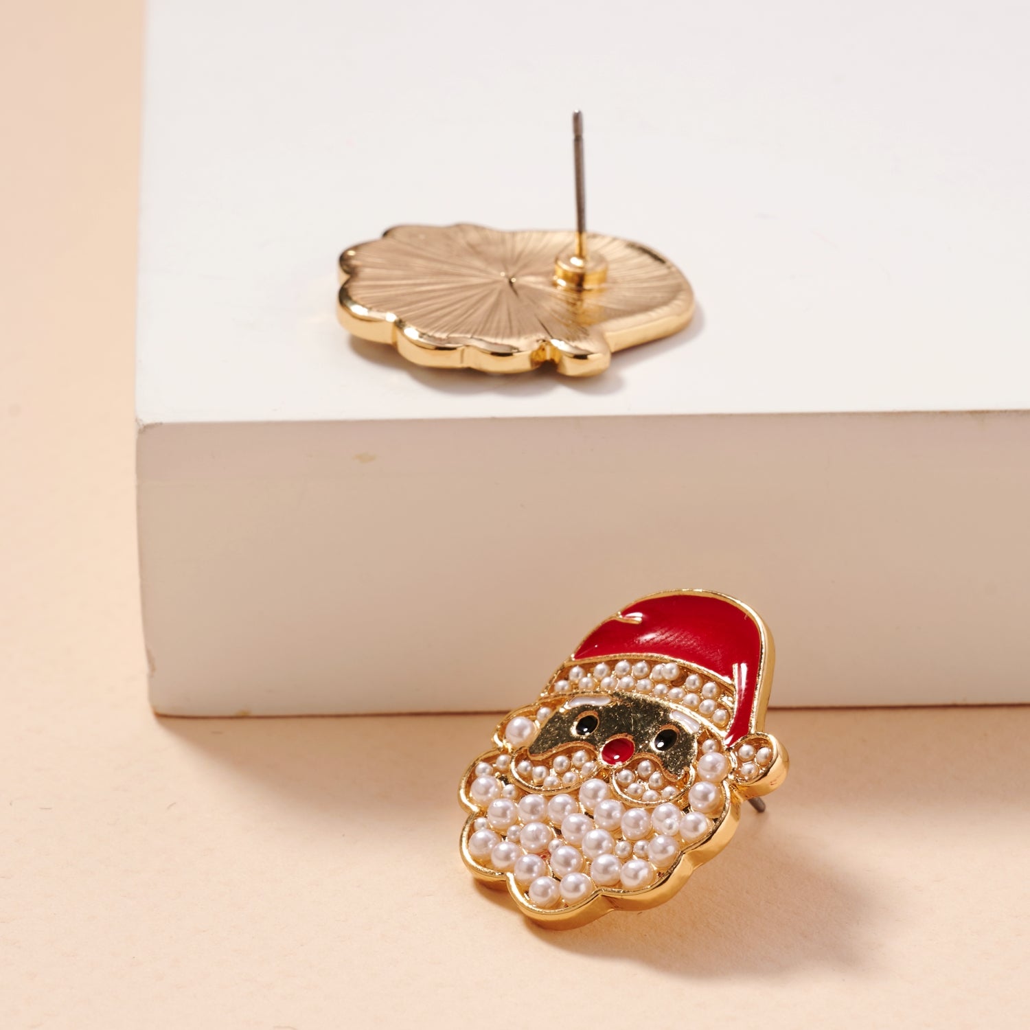 Christmas Santa Claus Pearl Stud Earrings