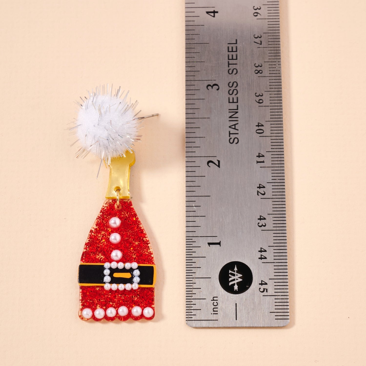 Glitter Santa Coat Dangle Earrings | Pom Pom Holiday Earrings