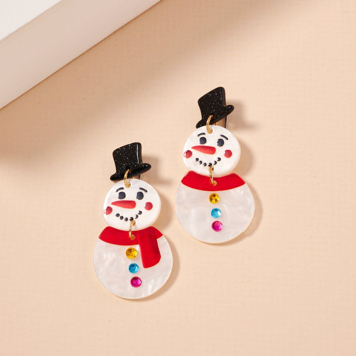 Snowman Acetate Dangle Earrings | Christmas Holiday Earrings