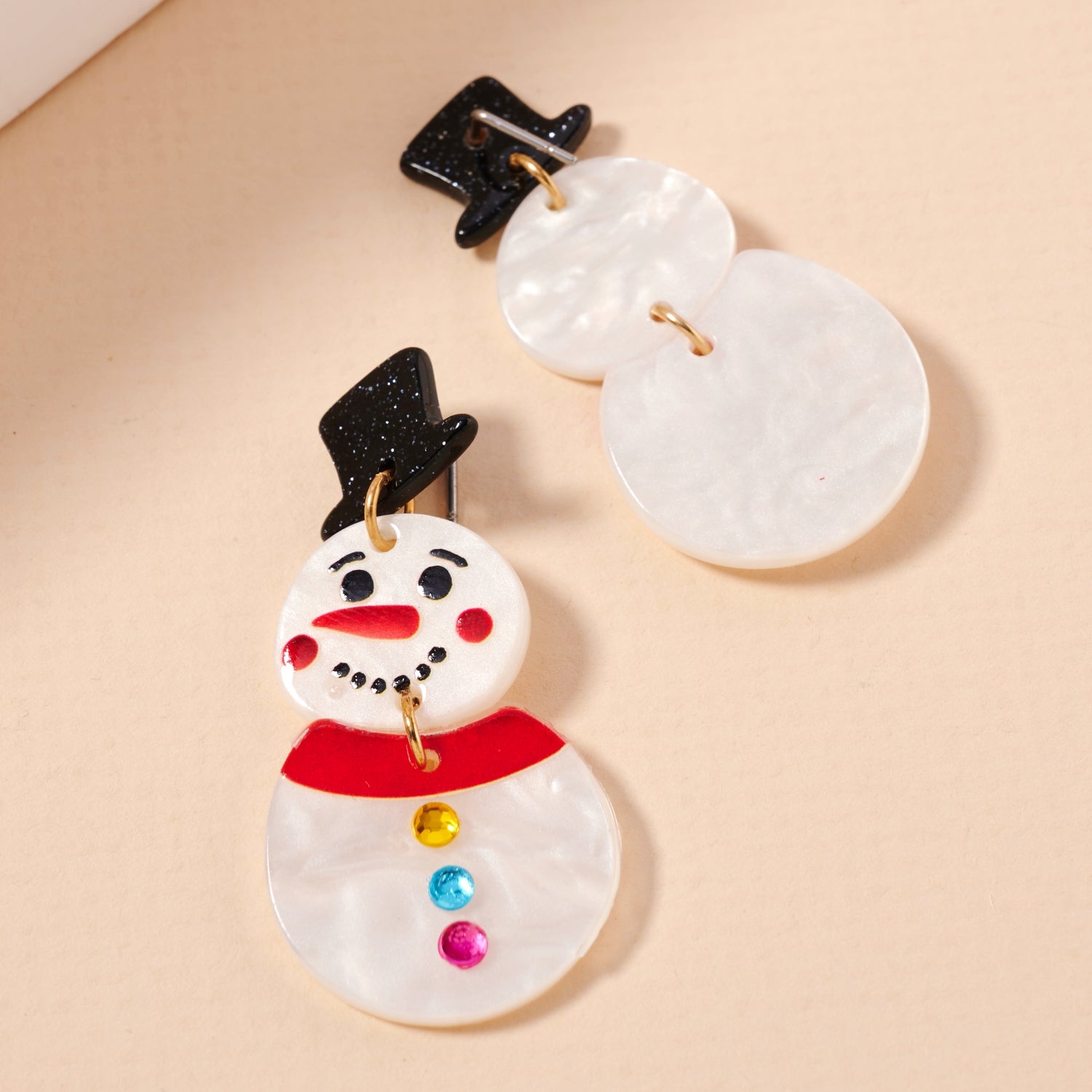 Snowman Acetate Dangle Earrings | Christmas Holiday Earrings