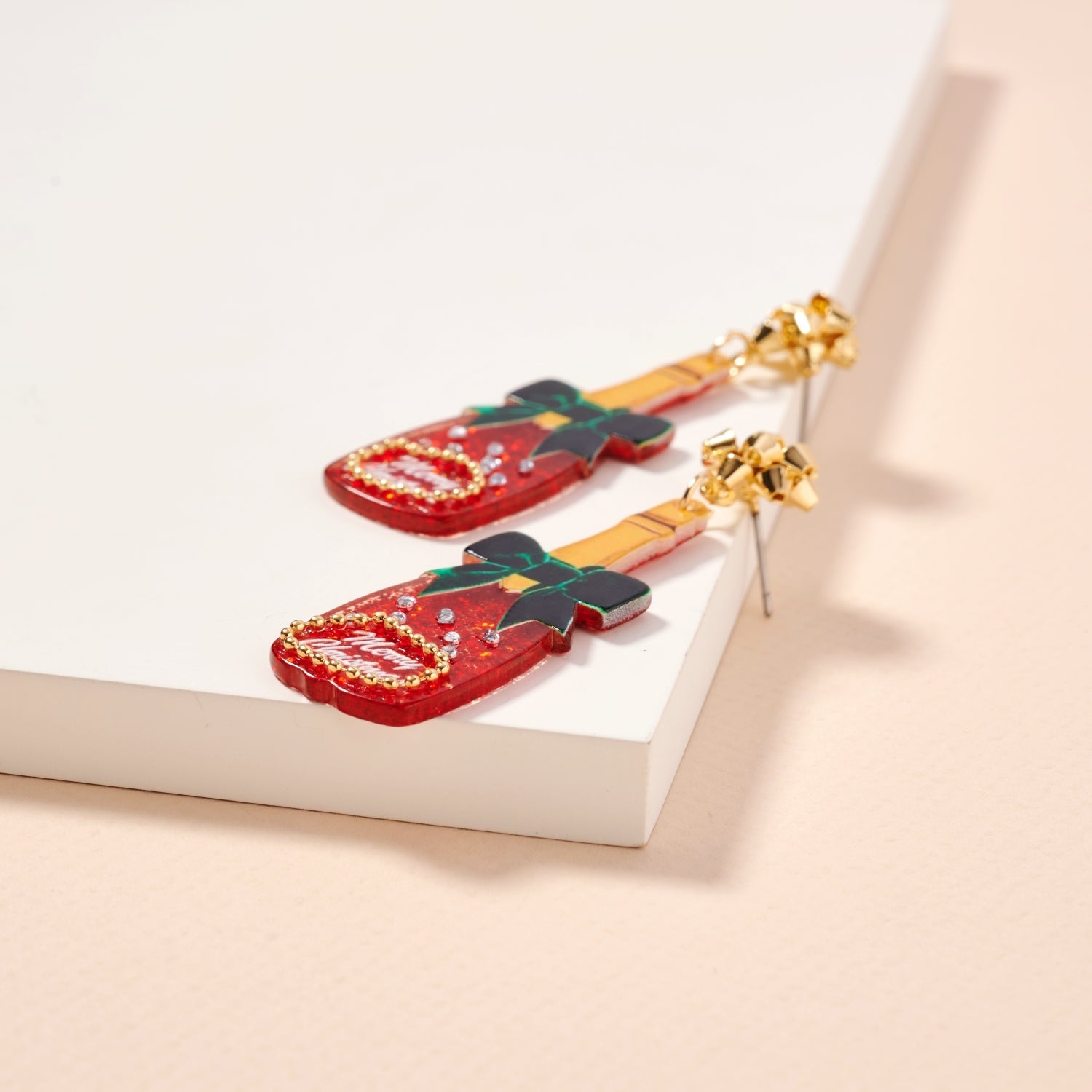 Christmas Champagne Dangling Earrings