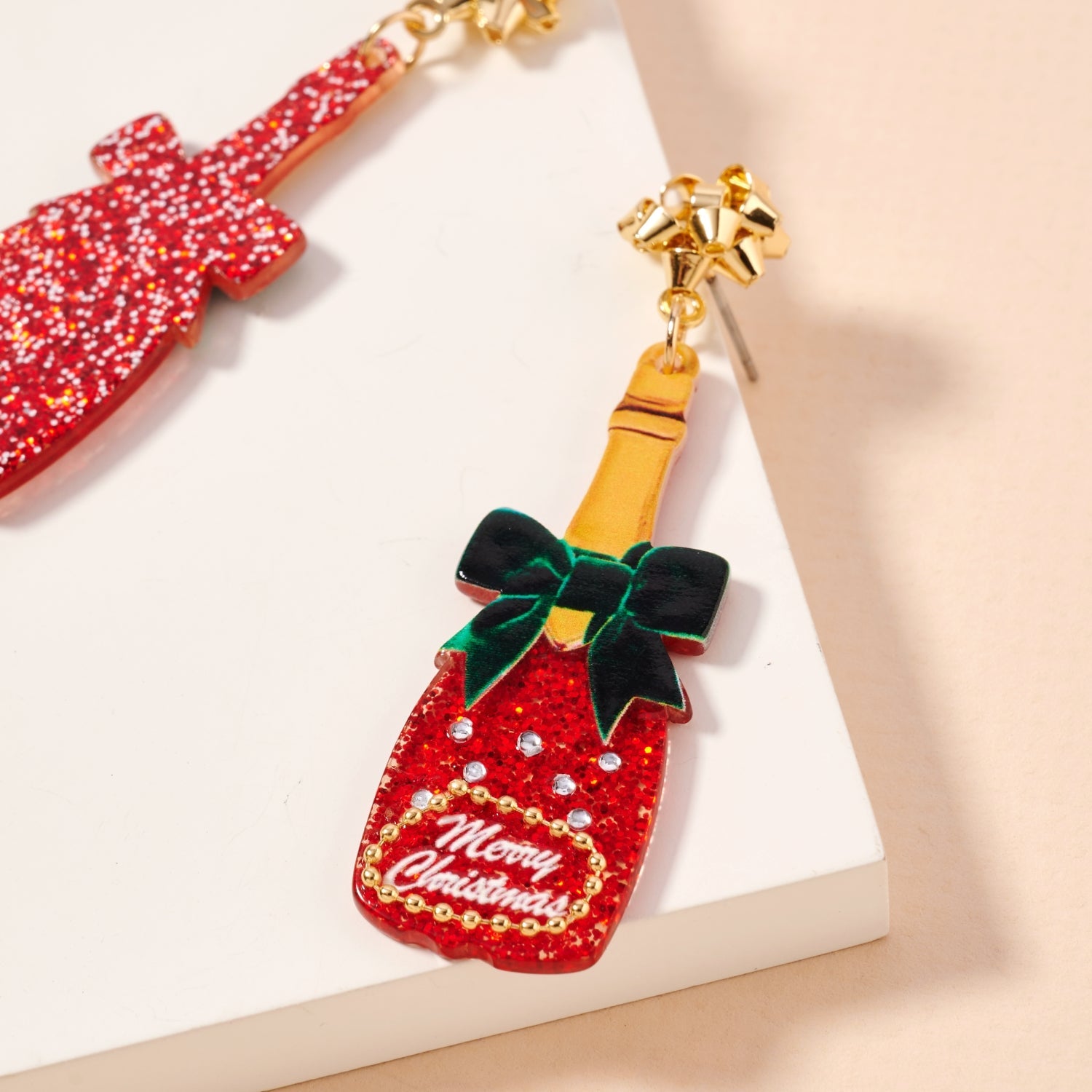 Christmas Champagne Dangling Earrings