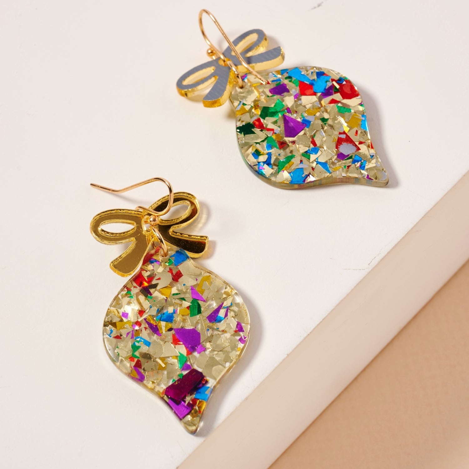Holiday Ornament Glitter Drop Earrings