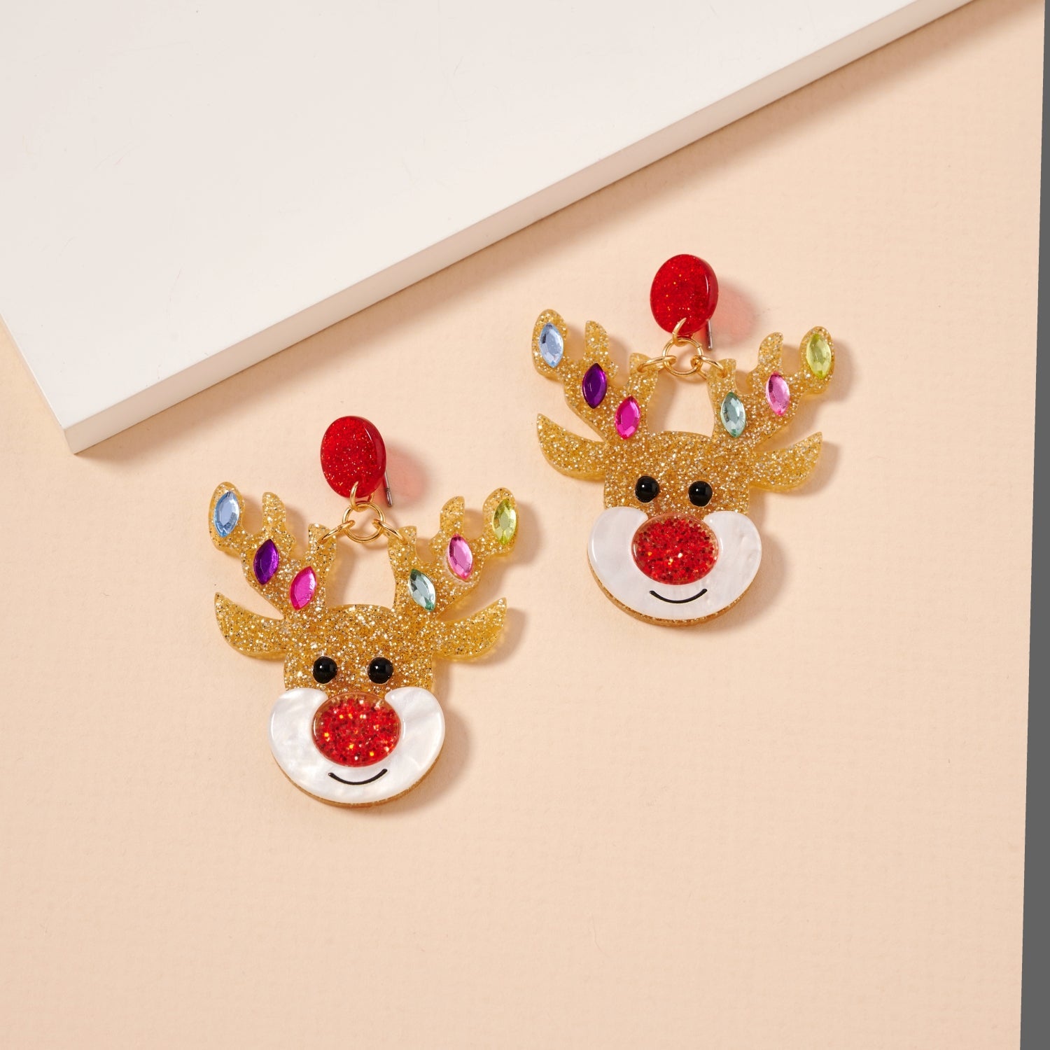 Rudolph Reindeer Drop Earrings – Festive Holiday Charm