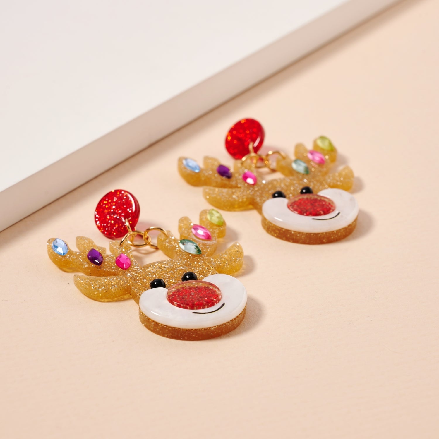 Rudolph Reindeer Drop Earrings – Festive Holiday Charm